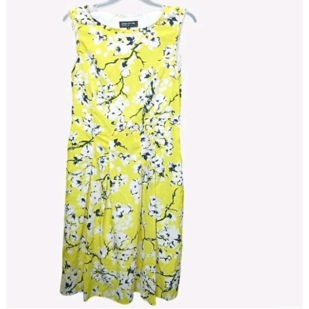Yellow Floral Jones New York Knee Length Dress Size 6